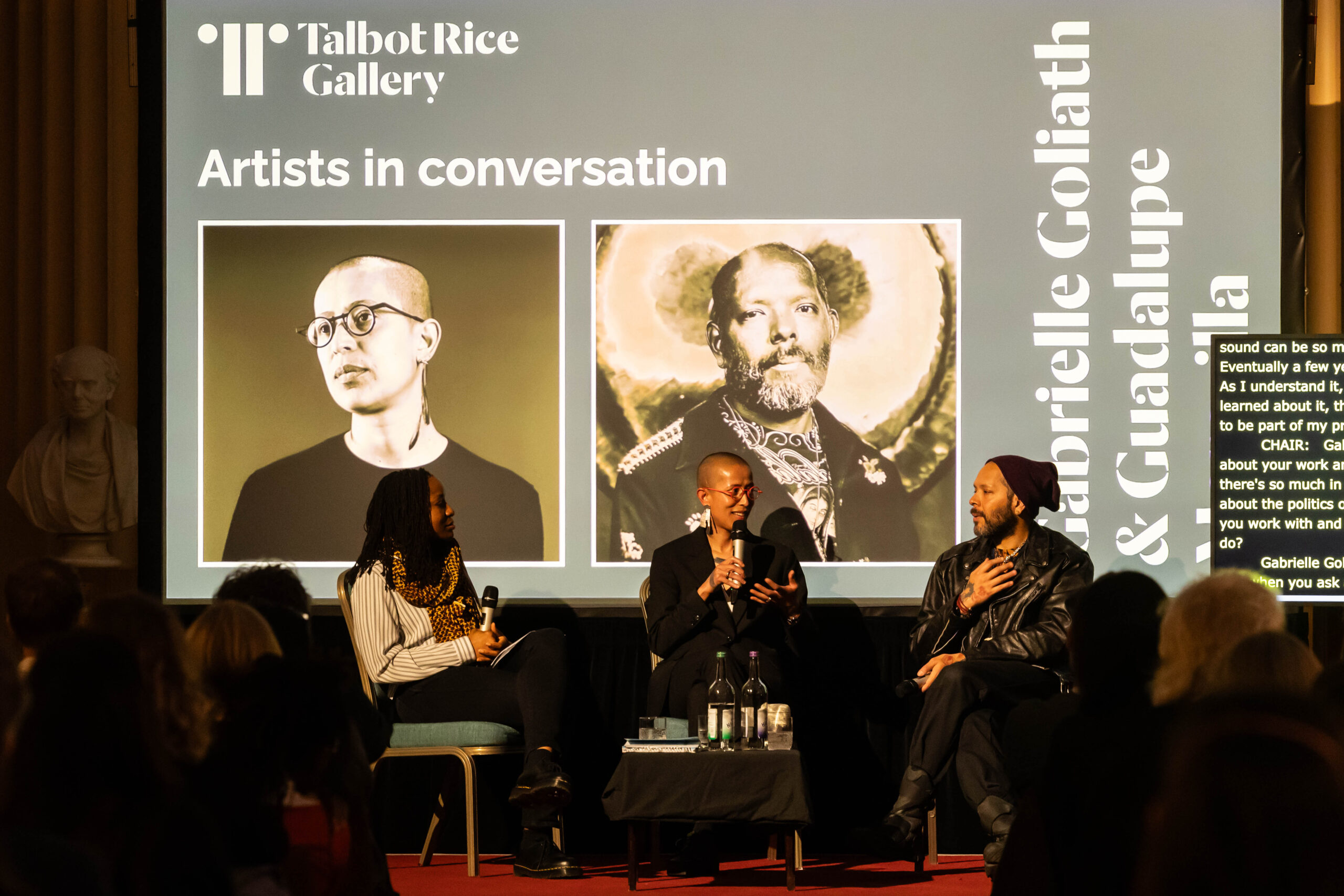 Gabrielle Goliath and Guadalupe Maravilla in conversation, 2024. Courtesy Talbot Rice Gallery, the University of Edinburgh. Photo: Sally Jubb