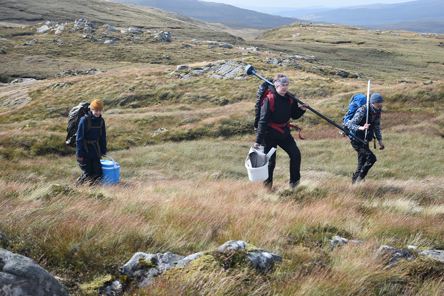 Dr Nicholle Bell and team for Peatland monitoring research at Ardtornish Estate, Morven FPP partner site (Credit: The Bell group, University of Edinburgh)