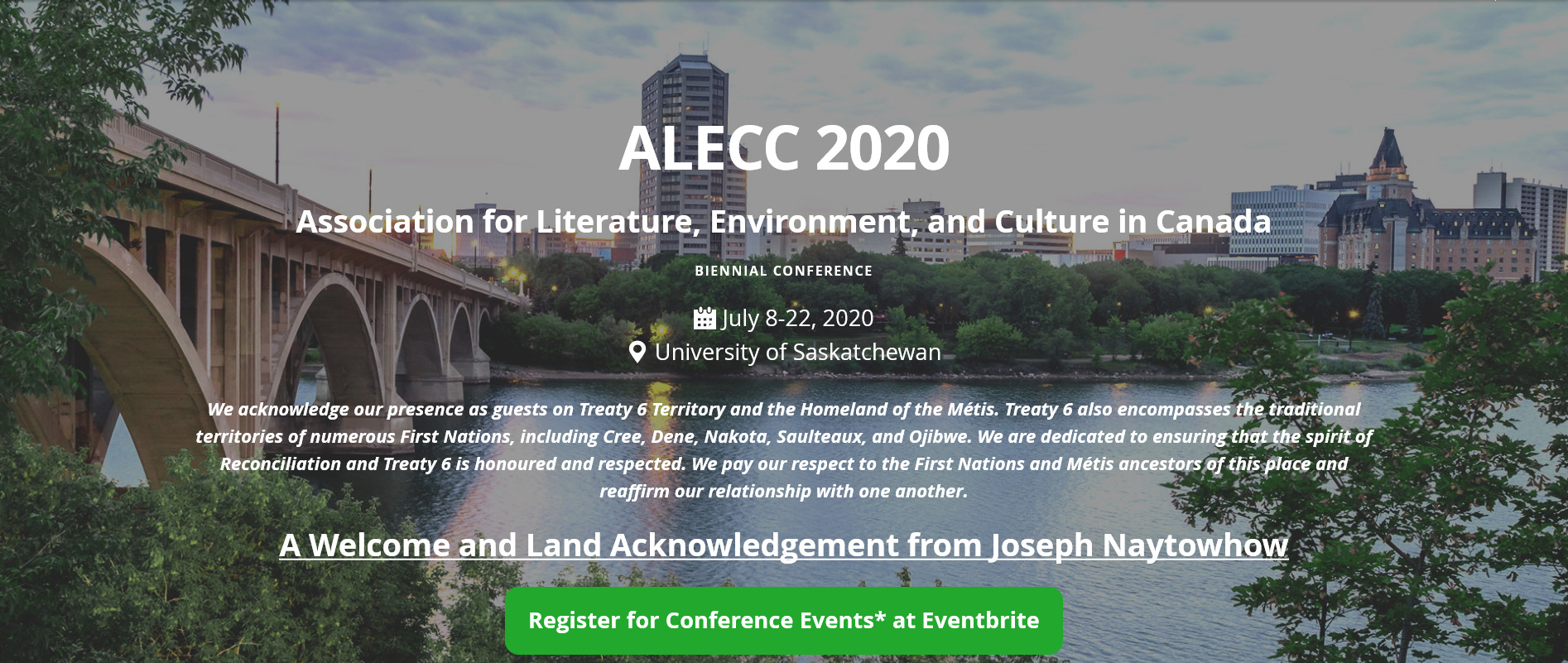 “Watershed, lit., fig”: 2020 Association for Literature, Environment, and Culture in Canada (ALECC) biennial conference