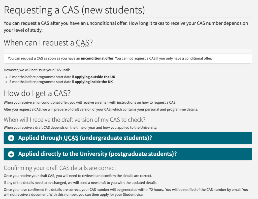 An early version of the CAS content we created for the immigration team.