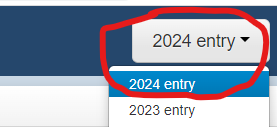 Editions drop-down menu displaying 2024 and 2023 entry.