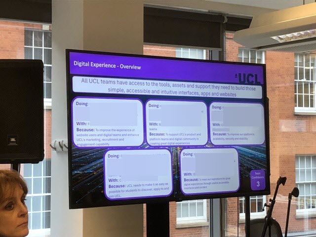 A digital display screen showing some partialy redacted planning information