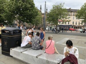 The team conducting pop-up research on campus