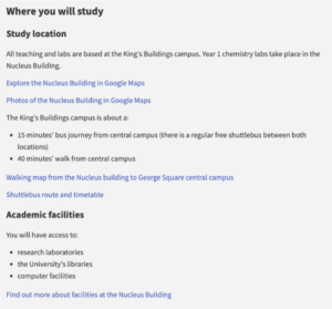 Screenshot of section of a programme profile with Google Maps content added