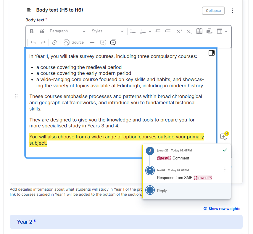 Screenshot of a comments thread tagging users