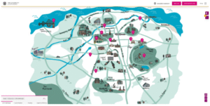 A graphic illustration of the University of Edinburgh's virtual visit platform map