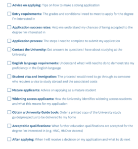 List of tasks for a top task survey