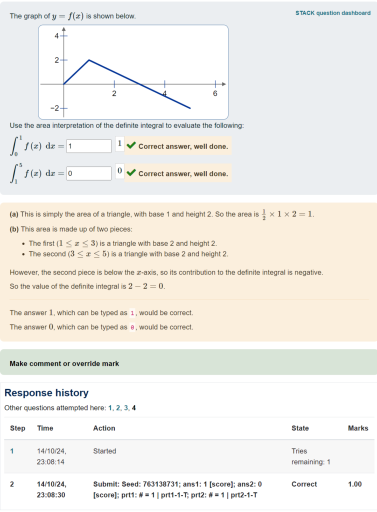 Student attempt at a STACK question