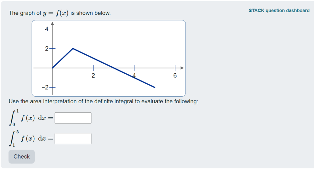 STACK question preview, with the "STACK question dashboard" link at the top right