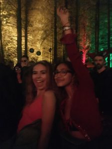 Me and my friend dancing at a festival.