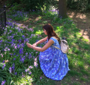 Girl picking flowers