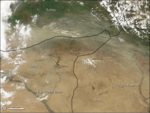 Figure 2: Dust Storms in Iraq-Syria (2010 NASA Satellite)