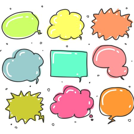 Cartoon of nine different speech bubbles