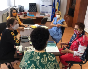 Image of a high level meeting between the IJCC project team and the Romanian National Agency for Equal Opportunities between Women and Man.