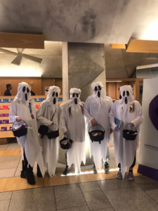 Yello!, the young advisers to Improving Justice in Child Contact, dressed up as ghosts to meet the Scottish Minister for Community Safety in Parliament. Their key message was that young people affected by domestic abuse feel invisible in court processes that decide child contact.