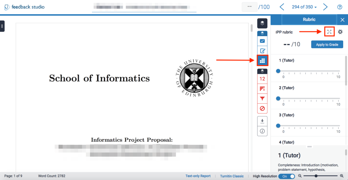 IPP Supervisors leaving grades and feedback in Turnitin Informatics
