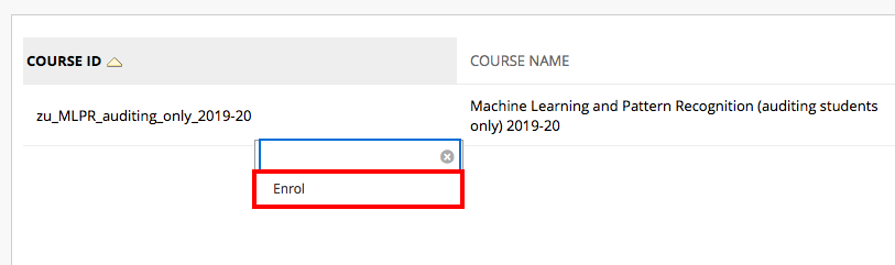 Select the 'Enrol' button next to the course