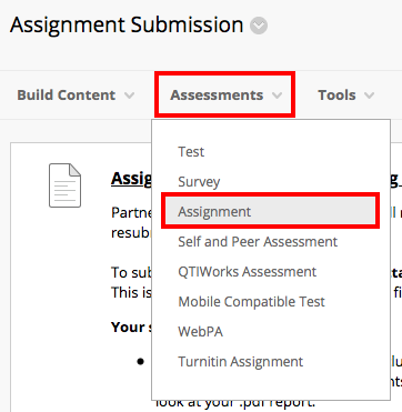 Creating an assignment in Learn \u2013 Informatics Learning Technology Service