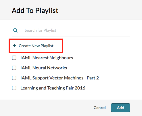 screen shot showing how to create a new playlist