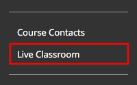 screen grab showing link to Live Classroom
