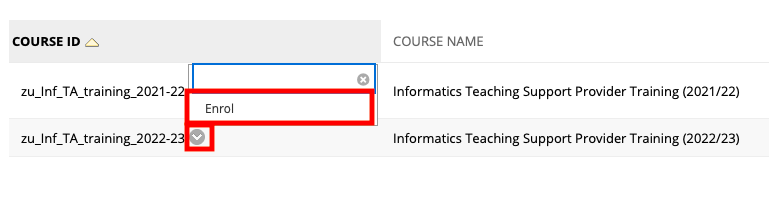 Select 'Enrol' menu item