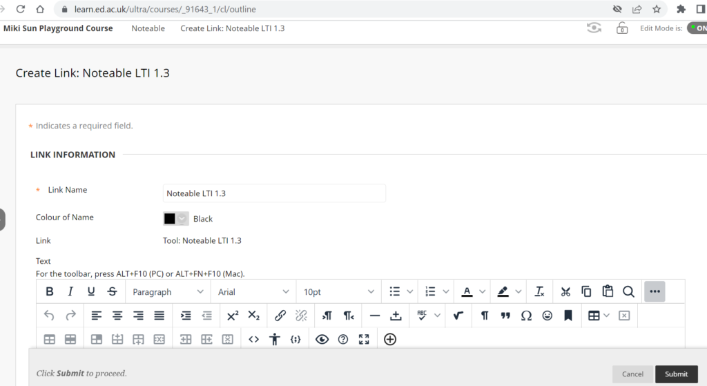 screen shot showing how to configure Noteable settings