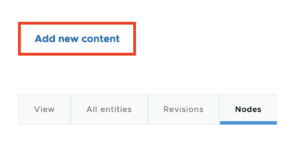 screen grab highlighting 'add new content' button