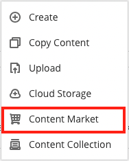 screen grab highlighting a menu choice called "content market"