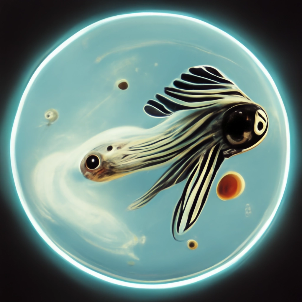 AI generated image of zebrafish in orbit