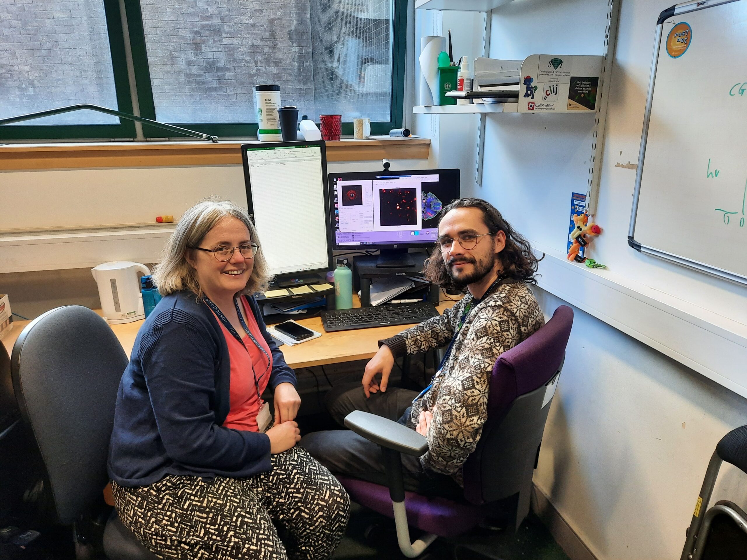 Two technicians in an office