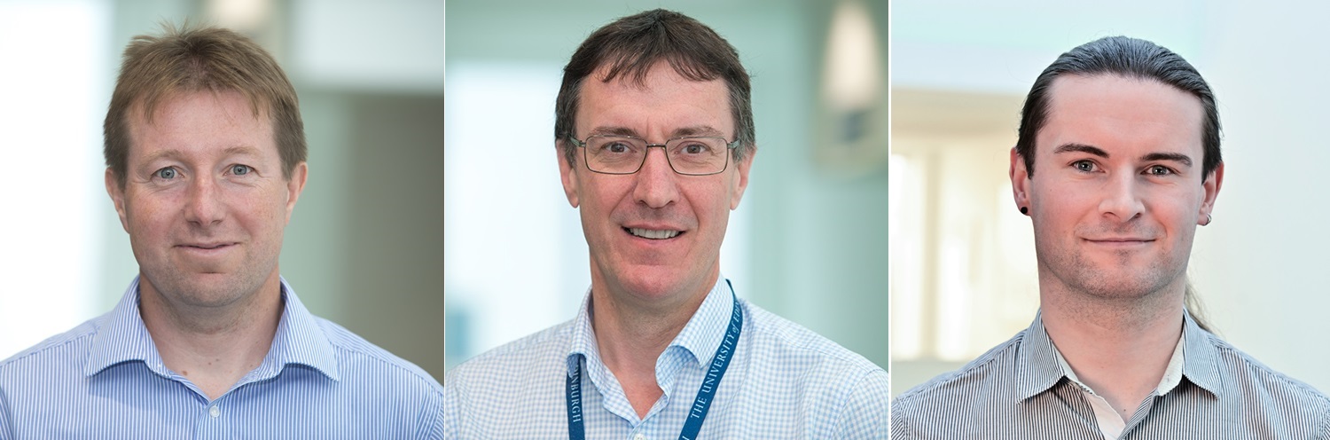 Head shots of Professor Charlie Gourley, Professor Simon Herrington and Dr Robb Hollis