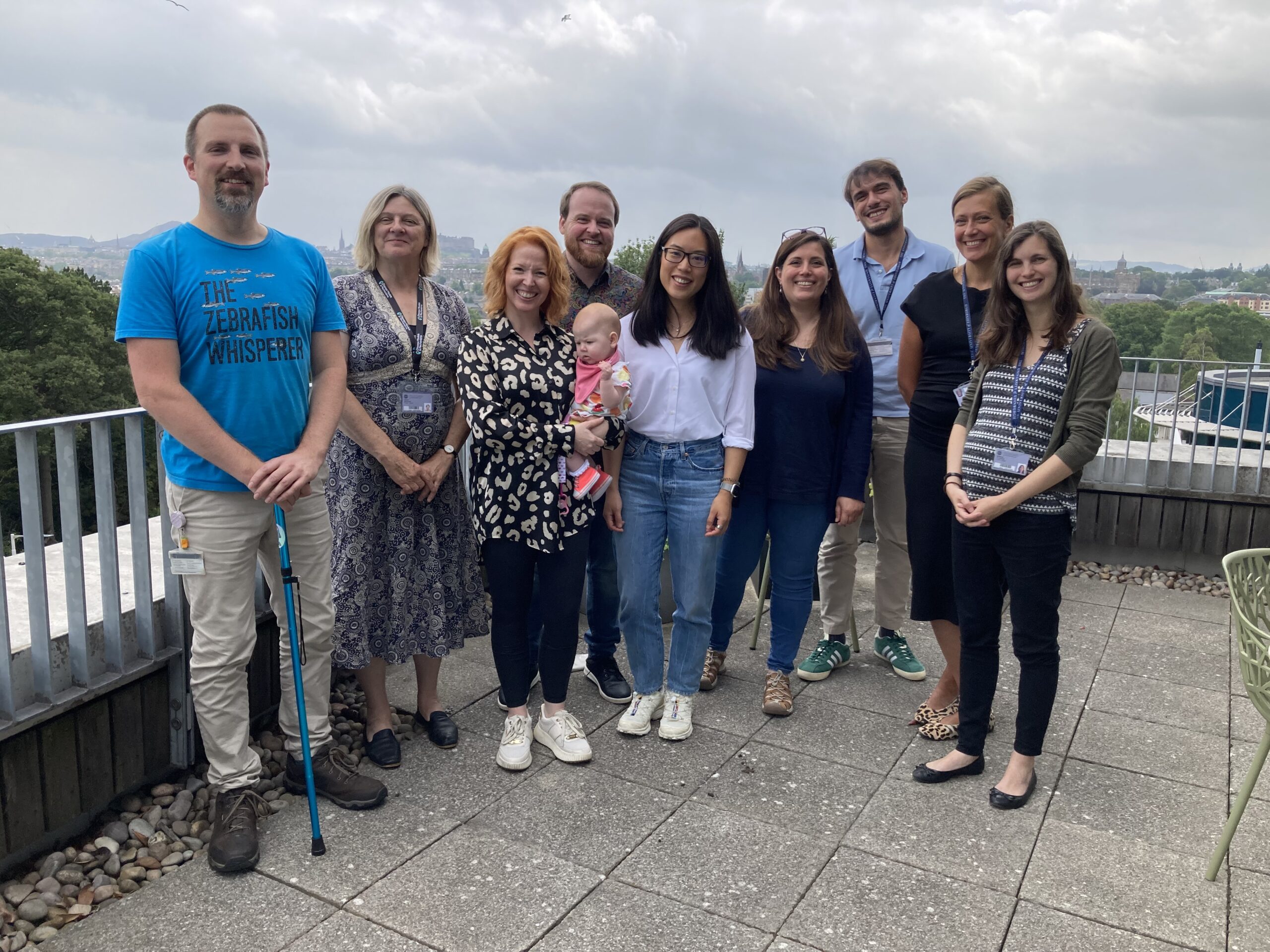 Kabuki Syndrome Foundation (KSF) visit to IGC Group including Kabuki Syndrome Foundation (KSF) visit to IGC and IGC researchers on a balcony