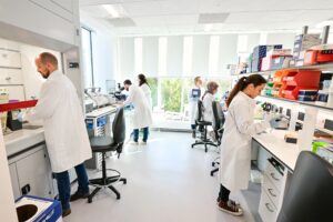 Researchers in a lab