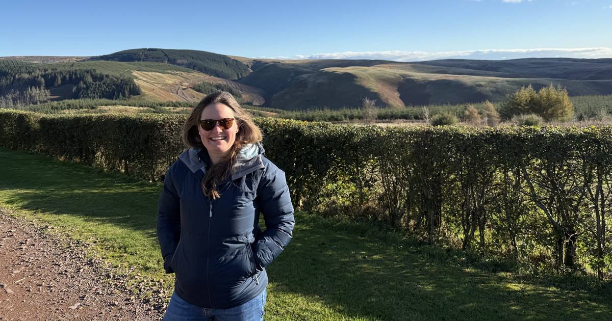 Antonia Churchhouse with hills in the background