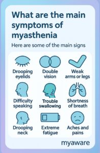 graphic of myasthenia symptoms