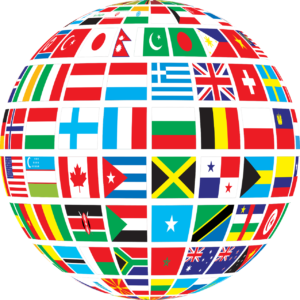 Globe of country flags.