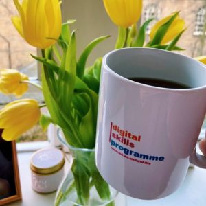 Mug with the digital kills programme logo.