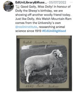 An example of a twitter post by the@EdUniLibraries account, under #EdUniDigitised