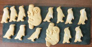 Penguin and Sloth-shaped shortbread from the zoo