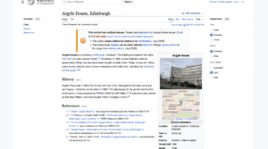 A screenshot of the Wikipedia page for Argyle House.