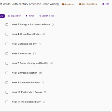 The resource list for the course 'Cities of Words: 20th century American urban writing'.