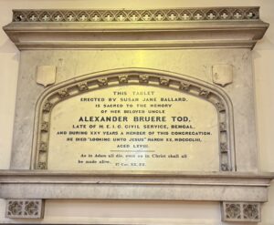 Photo of plaque to Alexander Tod.