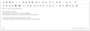 LaTeX formulae in the editor in Learn