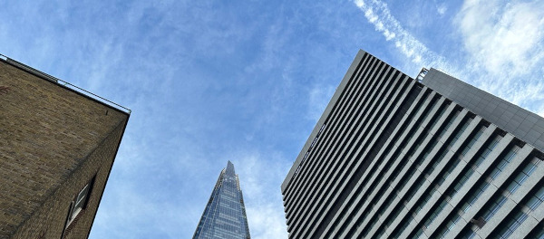 The view by the Science Gallery at KCL (including the tip of the Shard in London and a nice blue sky)