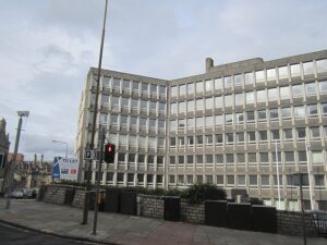 Brutalist Argyle House from the outside
