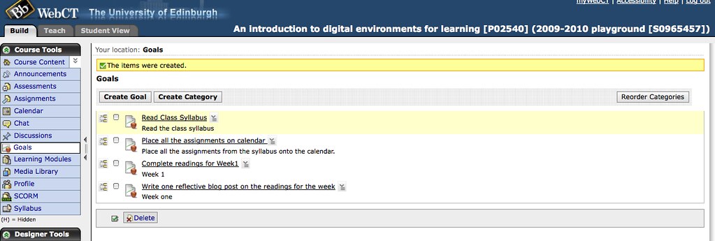 WebCT, our old VLE from yesteryear.