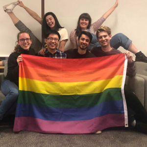 LGBT+ Medics with pride flag.