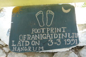 An impression of Gaidinliu’s feet at Hangrum village, Assam