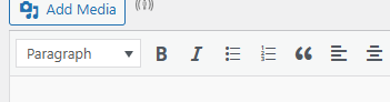 Wordpress text editor buttons, including bold and italics buttons, but no underline