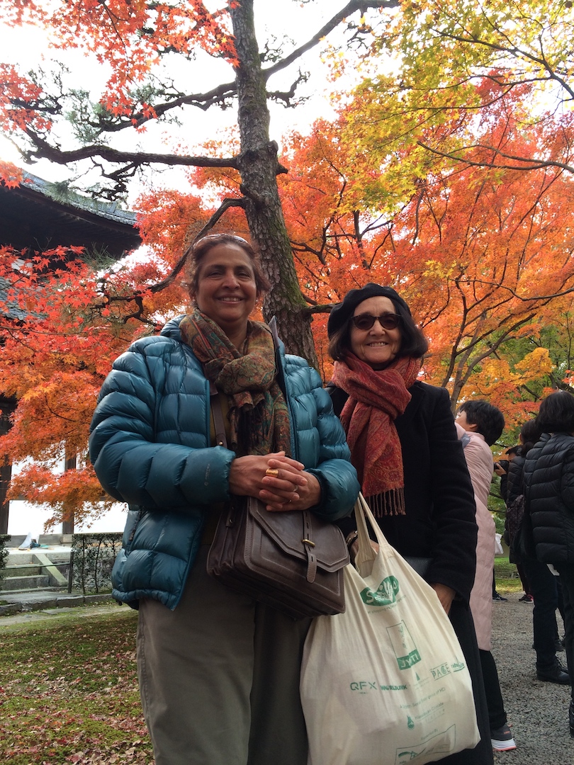 Radha & Pam visiting a temple to see Autumn leaves